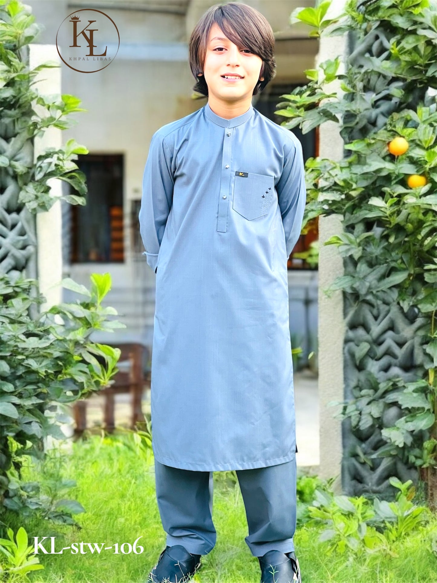 Blue Kameez and Shalwar (KL/Stw 106)