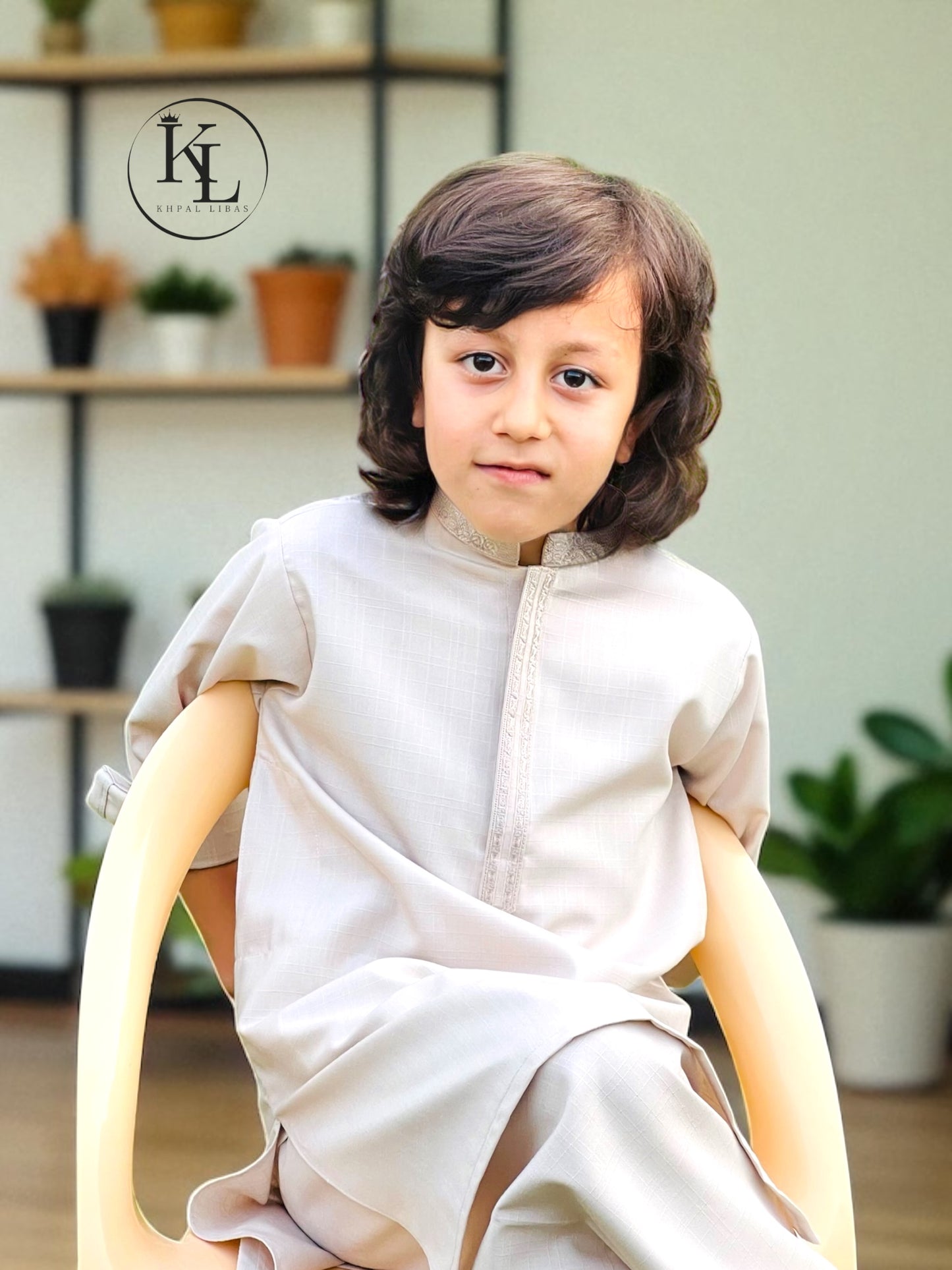 Gold and Grey Kameez and Shalwar