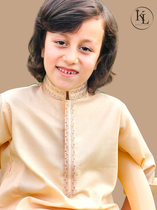 Gold and Grey Kameez and Shalwar
